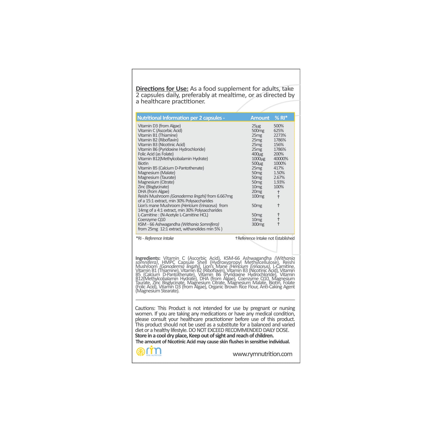 BRAIN FORMULA - R.Y.M. Nutrition